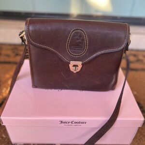 Vintage Dark Brown Leather Shoulder Bag